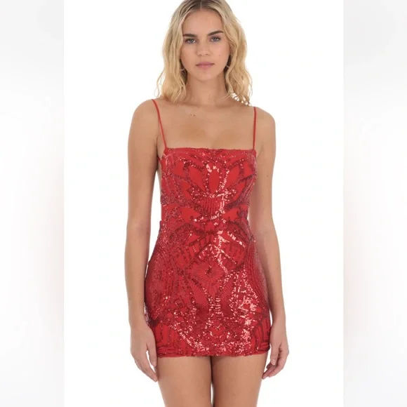 Lucy in the Sky | Dresses | Homecoming Red Sequin Mini Dress In Valentine  Red Lucy In The Sky Size Small | Poshmark
